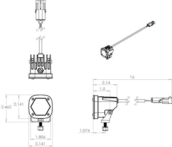 Baja Designs S1 LED Light with Mount – Wide, Work, Spot